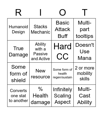 New Champion Design Bingo Card