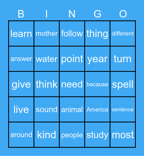 SIGHT WORDS 1 Bingo Card
