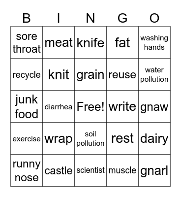 August Review Bingo Card