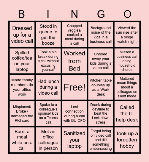 TGIF 2.0 Bingo Card