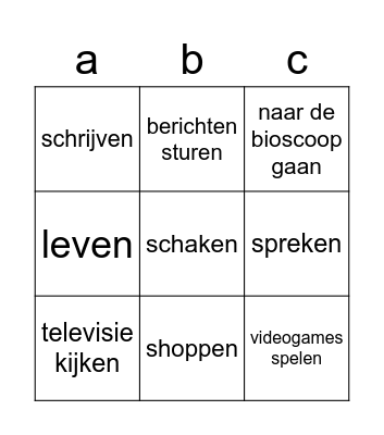 Co2 ud 1 punto partida / voca Bingo Card