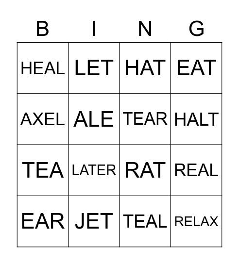 JHRETALX Bingo Card
