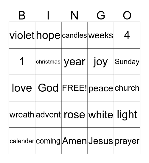 Advent Bingo!!! Bingo Card