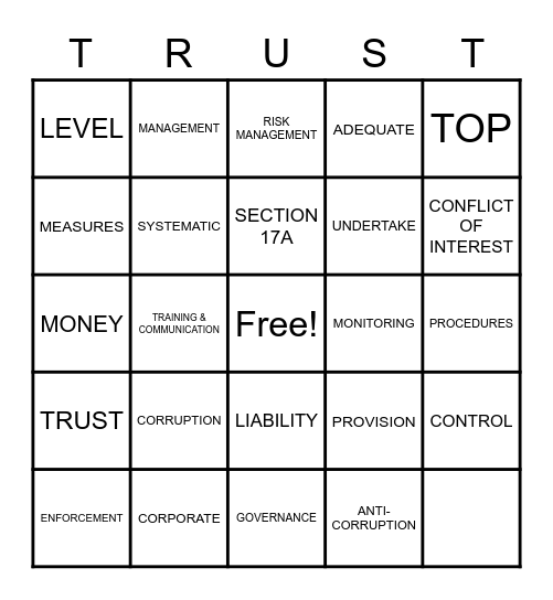 TRUST PRINCIPLES Bingo Card