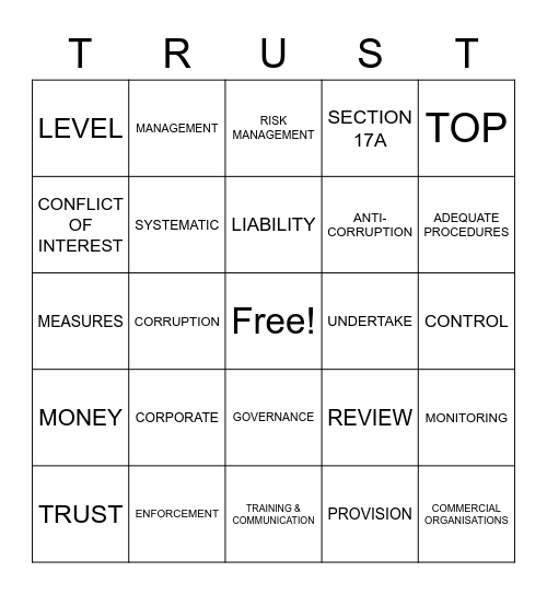 TRUST PRINCIPLES Bingo Card