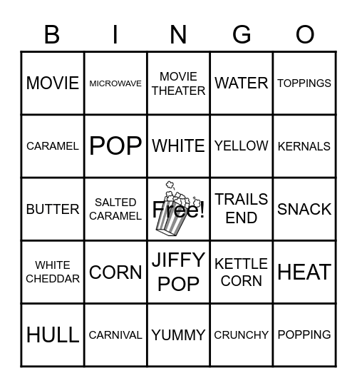 POPCORN Bingo Card