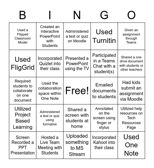 Innovators Bingo Card