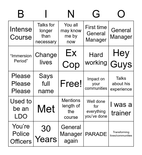 Nathan Fane Bingo Card