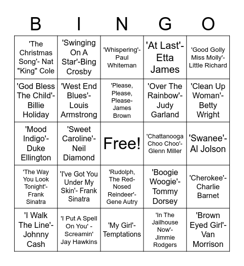 Throwback Music Bingo 8/27/2020 Bingo Card