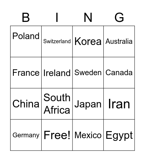 Country Bingo!! Bingo Card