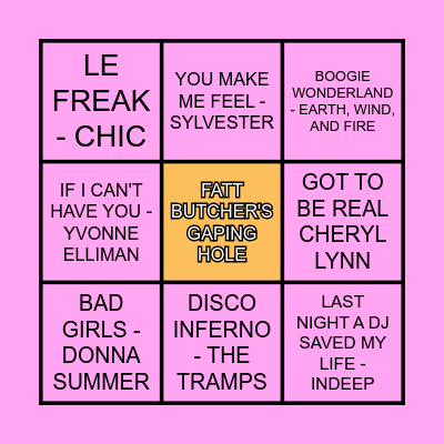 ***DISCO DISCO BINGO BINGO*** Bingo Card