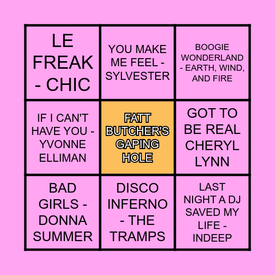 ***DISCO DISCO BINGO BINGO*** Bingo Card