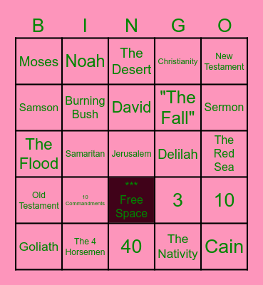 Bible Bingo Card