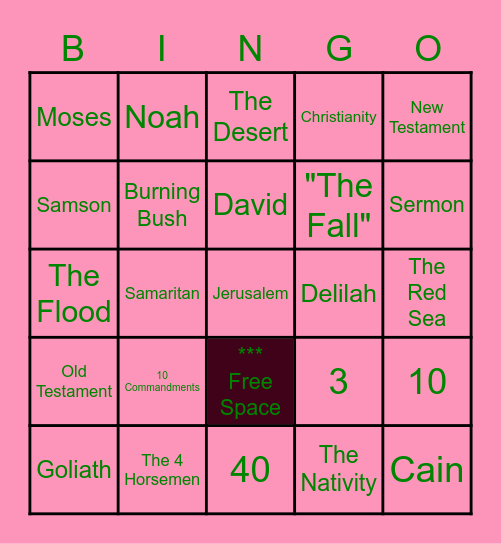 Bible Bingo Card