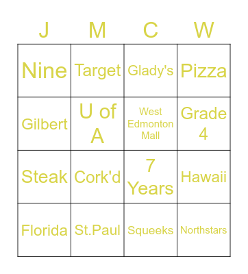 Wedding Bingo Card