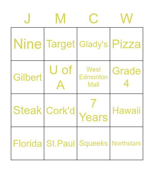 Wedding Bingo Card