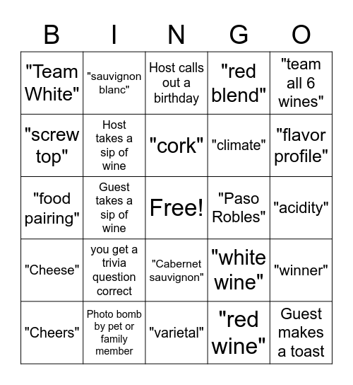 Battle Edition Wine Fest BINGO Card