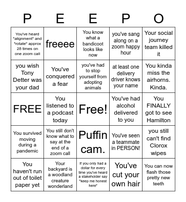 Mo_Sales PEEPO (Pandemic Edition) Bingo Card