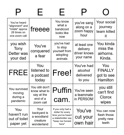 Mo_Sales PEEPO (Pandemic Edition) Bingo Card