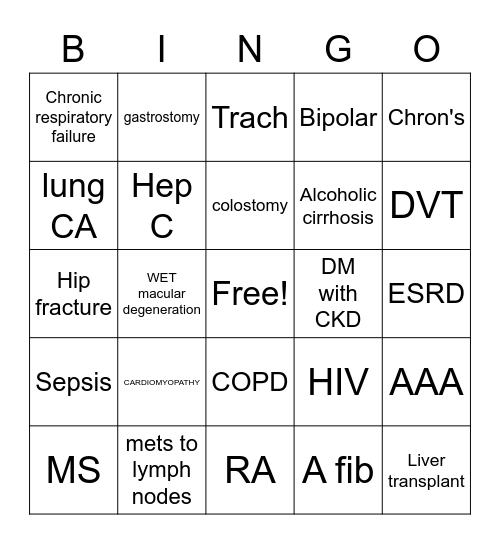 HCC Bingo Card