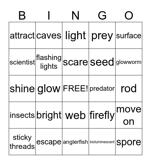 Living Light! Bingo Card