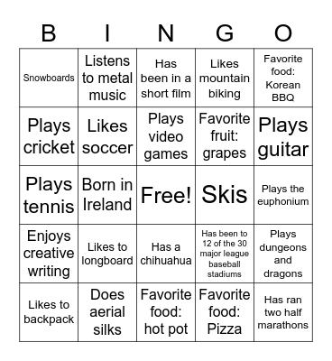 CREATE Bingo Game Bingo Card