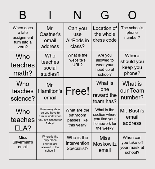 Website BINGO! Bingo Card