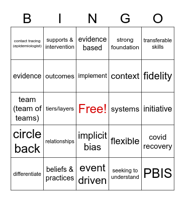 Educational Buzzword Bingo Card