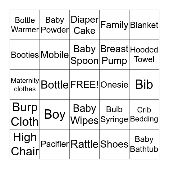 Camry & Patrick's Little Man Bingo Card
