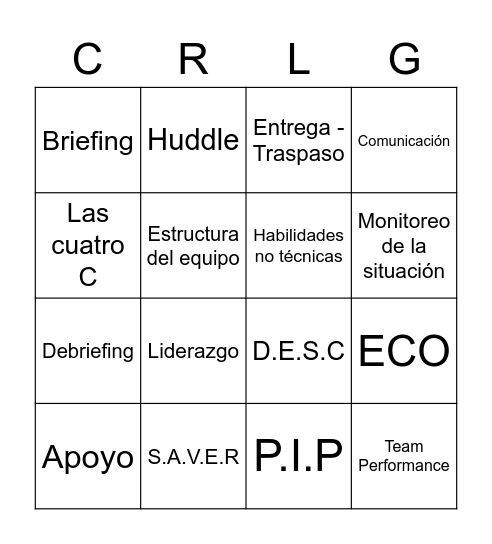 Aprendizajes Clínica Reina Lucía Bingo Card