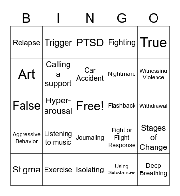 Seeking Safety Review  Bingo Card