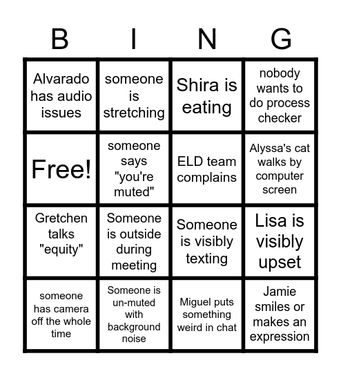 Meeting Bingo Card