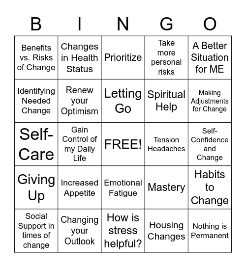 Managing Change Bingo Card
