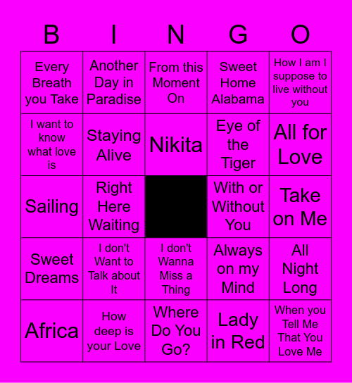 The Classics Bingo Card
