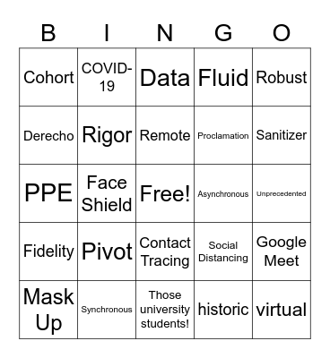 The 2020 Back-to-School Bingo Card Bingo Card