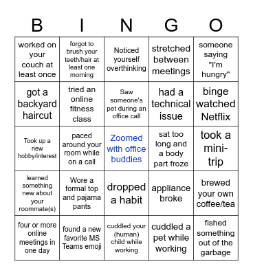 IAD All Staff Bingo - September 2020 Bingo Card