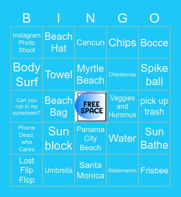 BEACH BINGO Card