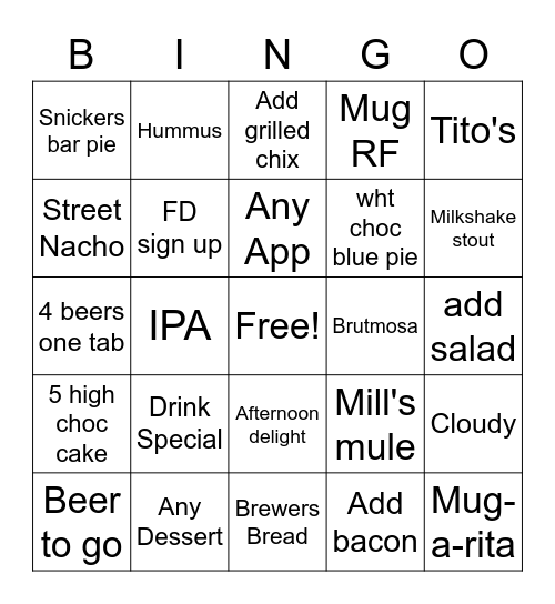 RMBC Bingo Card