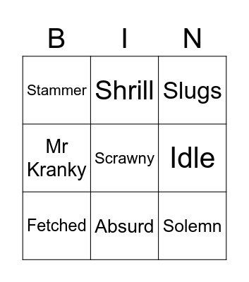 George's Marvellous Medicine Bingo Card