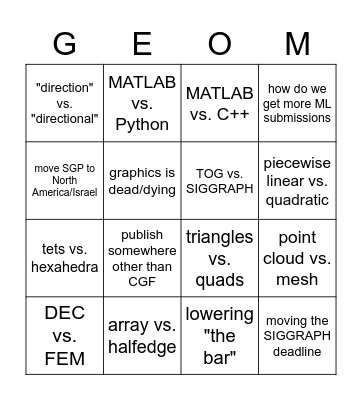 Geometry Discussion Bingo Card
