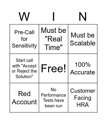 Win the HRA Bingo Card