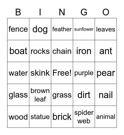 Outside Bingo Card