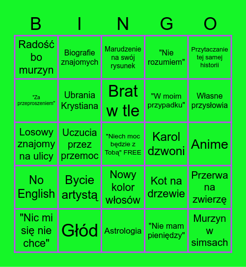 Tyna BINGO Card