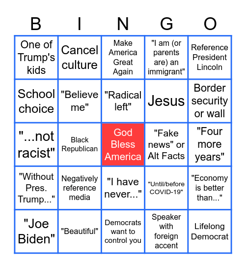 RNC Bingo - Night 4 Bingo Card