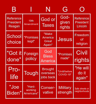 RNC Bingo Card
