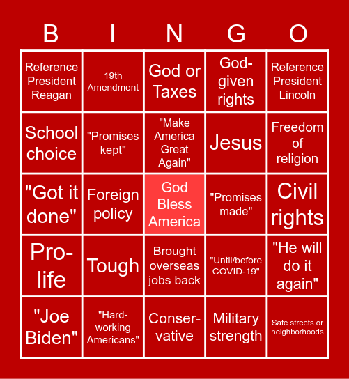 RNC Bingo Card