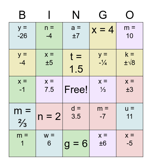 Meg Martin - Bingo Card Bingo Card