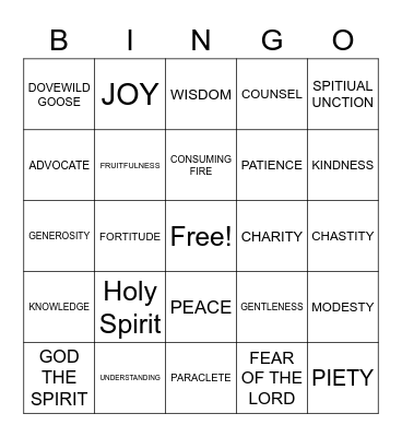 GOD THE SPIRIT Bingo Card