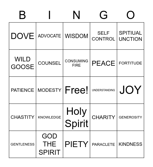 GOD THE SPIRIT Bingo Card