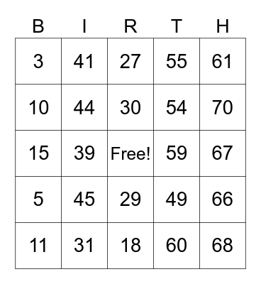 Jessica's Baby Shower! Bingo Card